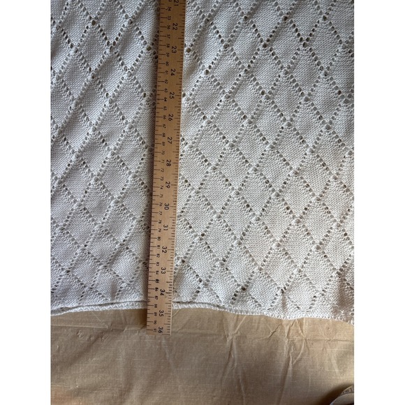 White Knit crochet Midi Dress Tie Strap Sleeveless Boho Beach Vacation Size 6 - Picture 6 of 8